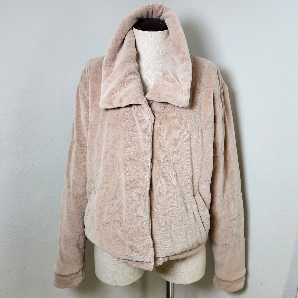 Young Faboulous & Broke Furry Teddy Puffer Blush Cream Jacket Small